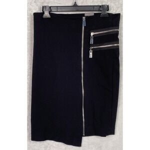 Womens Black Skirt Asymmetrical Hem Zippers 6 Goth Grunge Vampire Rocker Metal